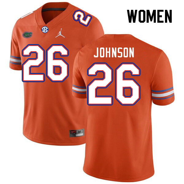 Women #26 Dijon Johnson Florida Gators College Football Jerseys Stitched Sale-Orange - Click Image to Close
